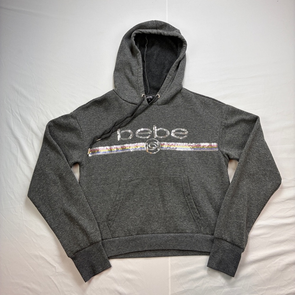 Bebe Sport Charcoal Cropped Hoodie